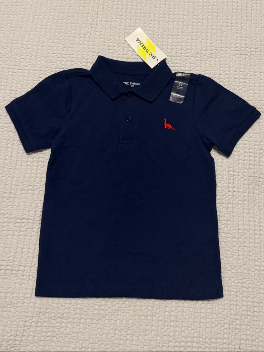 Epic Threads Navy Polo with Red Dinosaur Logo